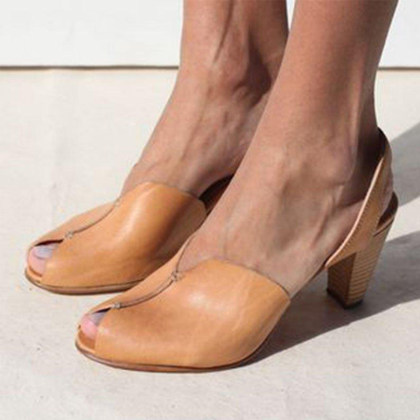 Women's vintage Plain Peep Toe Casual Date Sandals