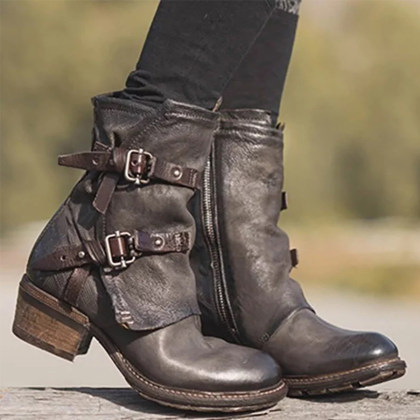 plain flat round toe outdoor ankle ankle boots