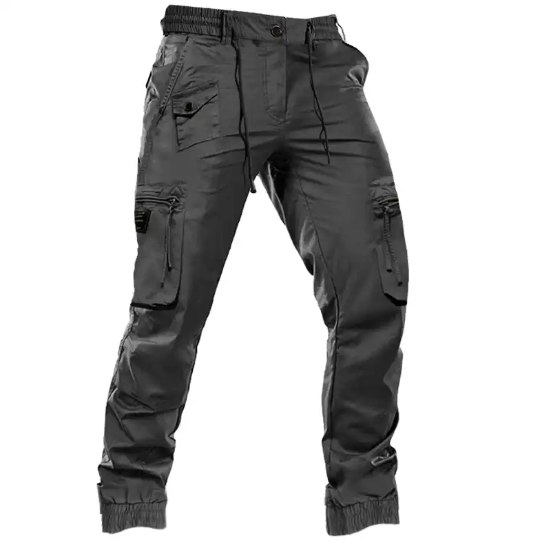 Men's Elastic Waist Drawstring MultiPocket Cargo Pants
