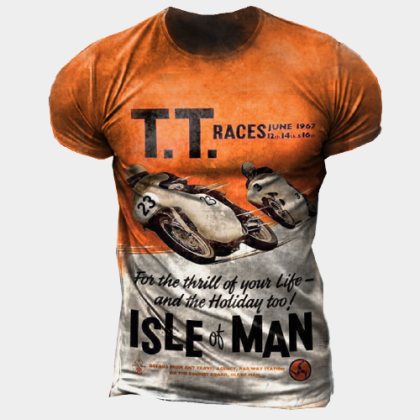 Mens Vintage Motor Printed Tactical T-shirt